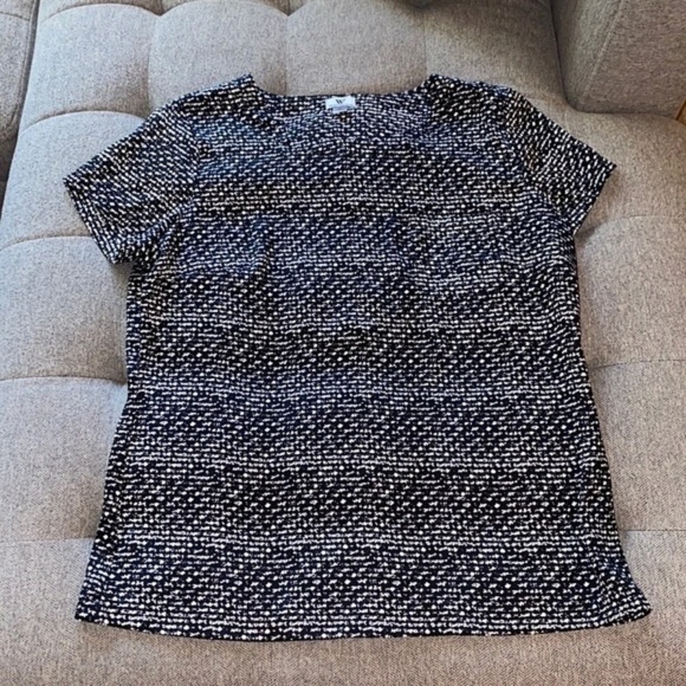Black & White Patterned Short Sleeve Women's Top